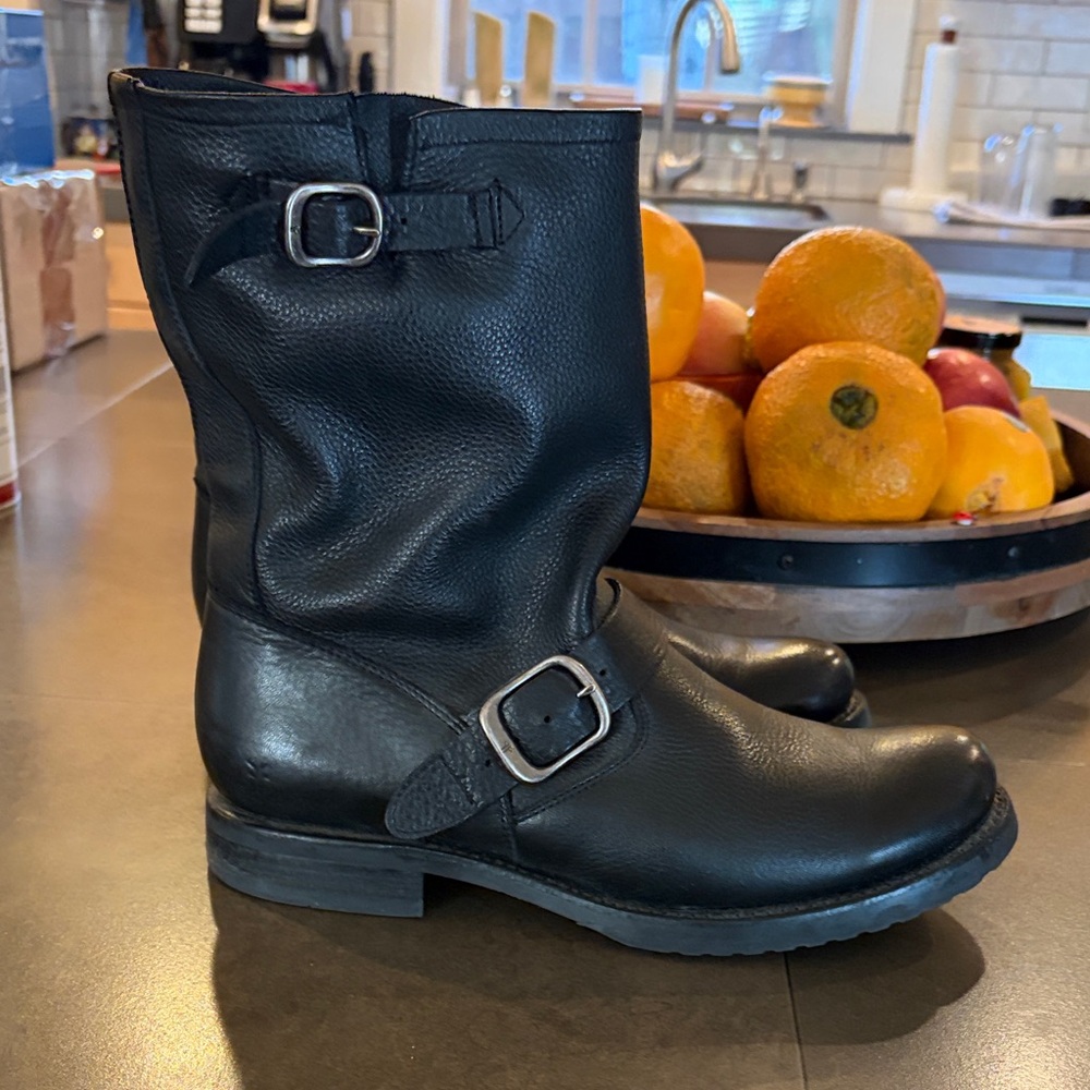 Frye Black Leather Ankle Boots